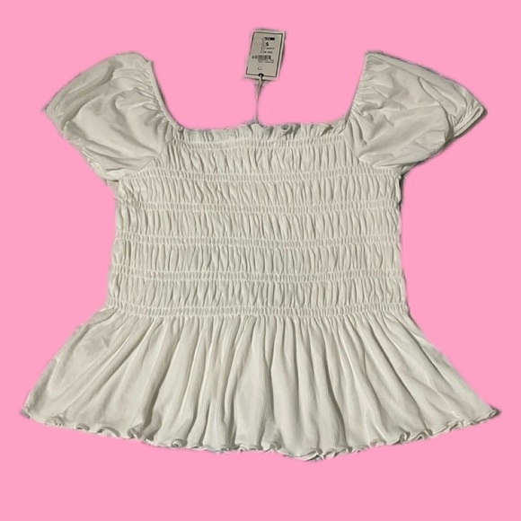 No Comment Size Small White Baby Doll Shirred Top - Picture 2 of 5